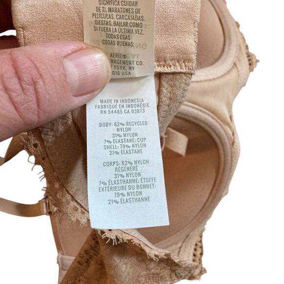 Aerie Show Off Rosey Lace Strapless Push Up Bra 38 B NWOT Removable Straps Nude - Picture 10 of 11
